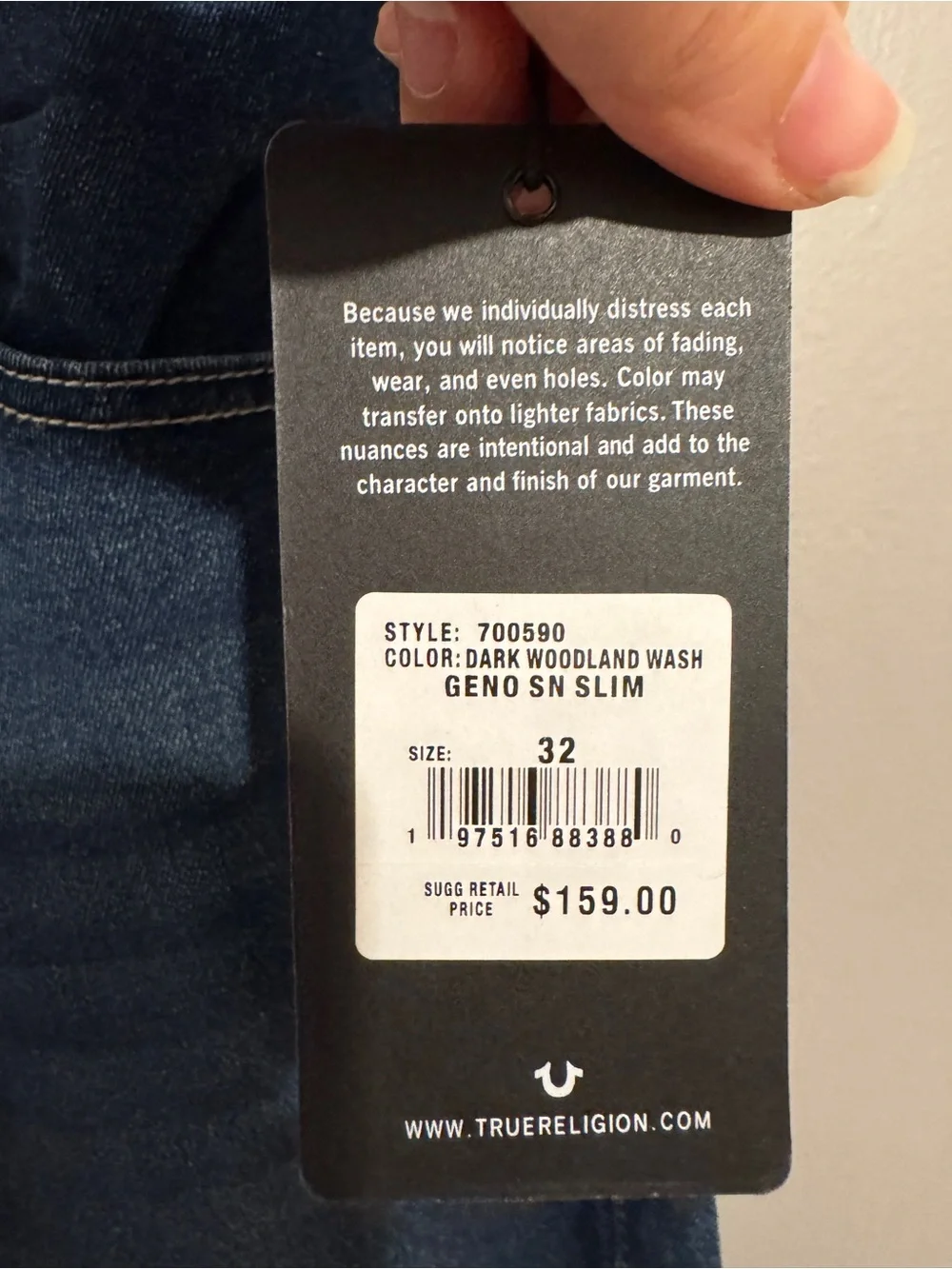 True Religion Geno Relaxed Slim Jeans Sz 32